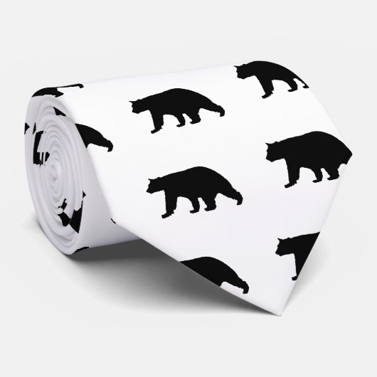 Silhouette des schwarzen Bären Krawatte (Gerollt)