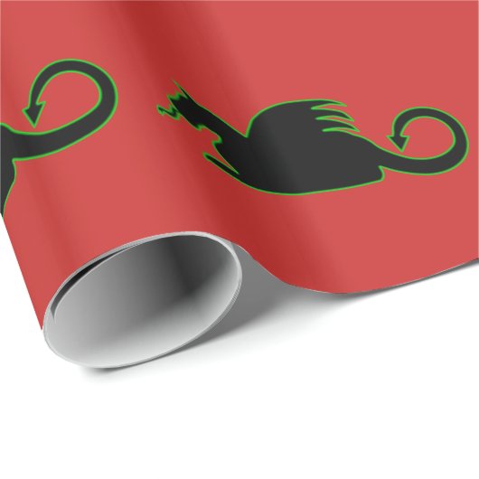 Silhouette des Schwarzen Drachen Geschenkpapier (Rolleneckpunkt)