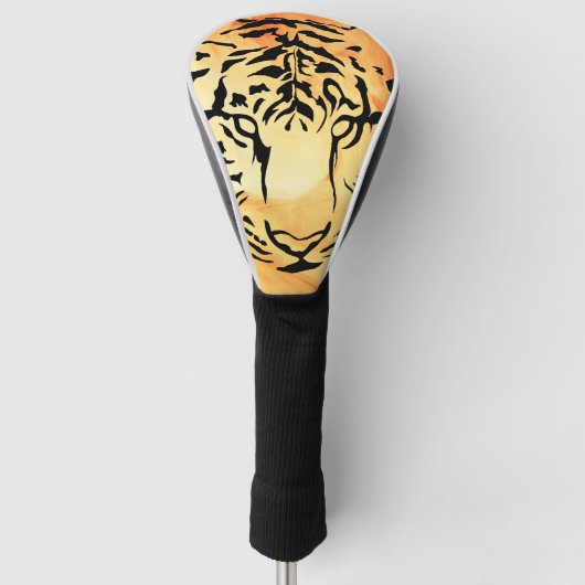 Silhouette des Schwarzen und Weißen Tiger Golf Headcover (Vorderseite)