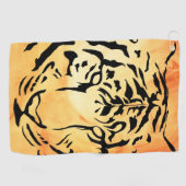 Silhouette des Schwarzen und Weißen Tiger Golfhandtuch (Horizontal)