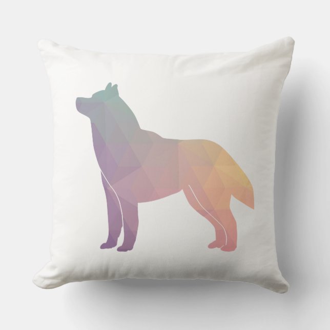 Silhouette des sibirischen Husky-Schwarzen Geometr Kissen (Vorderseite)