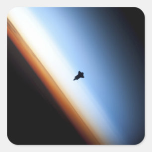 Silhouette des Space Shuttle Endeavour Quadratischer Aufkleber