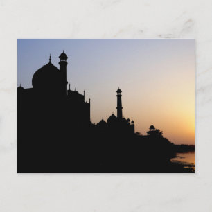 Silhouette des Taj Mahal bei Sonnenuntergang, Agra Postkarte