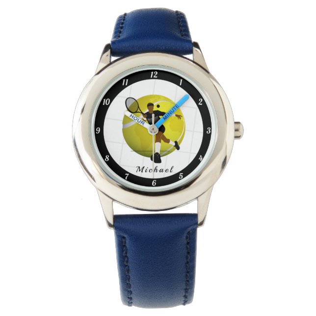 Silhouette des Tennis-Spielers - Aufführung Armbanduhr (Vorderseite)