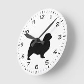 Silhouette des tibetischen Spaniers Runde Wanduhr (Winkel)