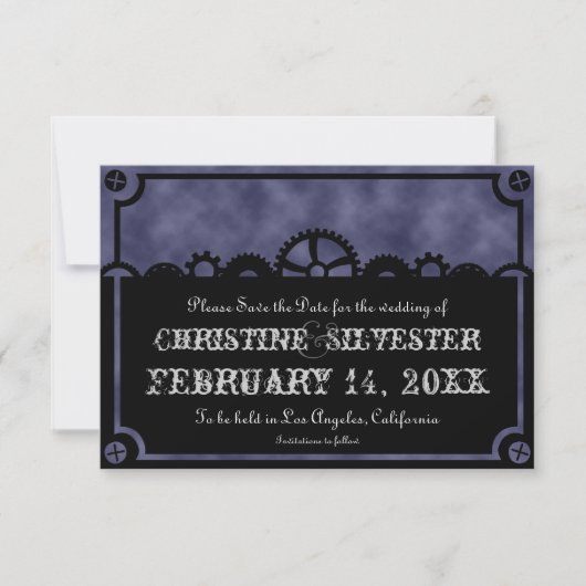Silhouette des Uhrwerks, 3.5 "x5" Save the Date (Vorderseite)