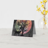 Silhouette des Vollmonds auf dem Elch Karte (Gelbe Blume)