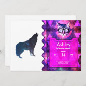 Silhouette des Wolf-Universums - Hintergrundfarbe Einladung (Vorne/Hinten)