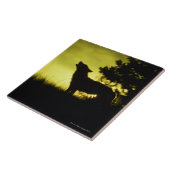 Silhouette des Wolfs heulend Fliese (Seite)