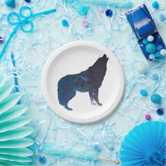 Silhouette des WolfsUniversums - Wählen Sie die Hi Pappteller (Party)