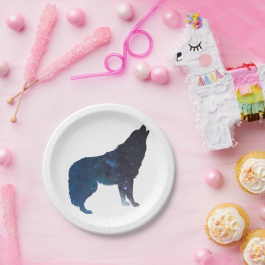 Silhouette des WolfsUniversums - Wählen Sie die Hi Pappteller (Party)