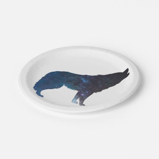 Silhouette des WolfsUniversums - Wählen Sie die Hi Pappteller (Schrägansicht)