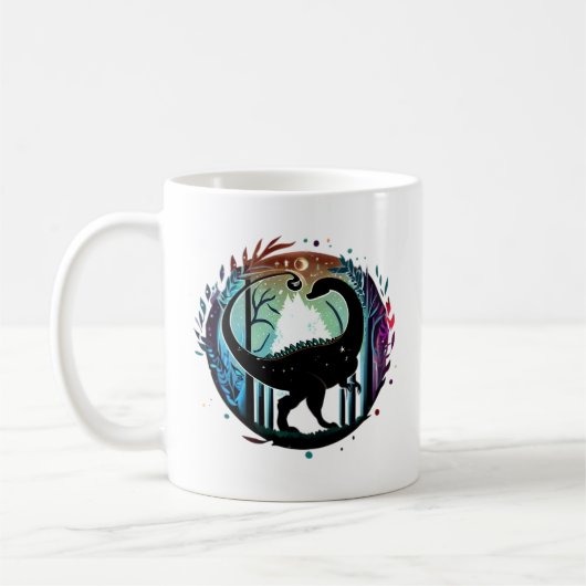 Silhouette Design des Stegosaurus Dinosaur-Waldes Kaffeetasse (Links)