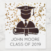 Silhouette Diplom und Confetti Weinetikett (Einzelnes Label)