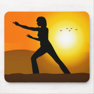 Silhouette Doing Tai Chi Mousepad