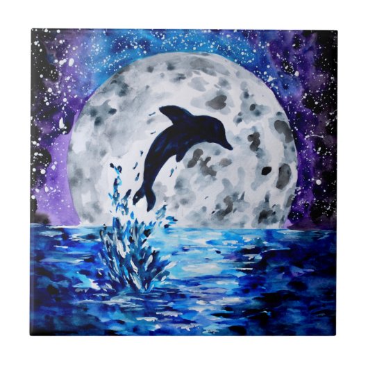 Silhouette Dolphin Fliese (Vorderseite)