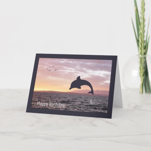Silhouette Dolphin im Ozean Geburtstagkarte Karte (Vorderseite)
