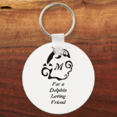 Silhouette Dolphin in einer Schwarzmeer-Wave-Monog Schlüsselanhänger (Vorderseite)