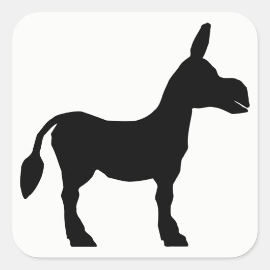 Silhouette Donkey Quadratischer Aufkleber (Vorderseite)