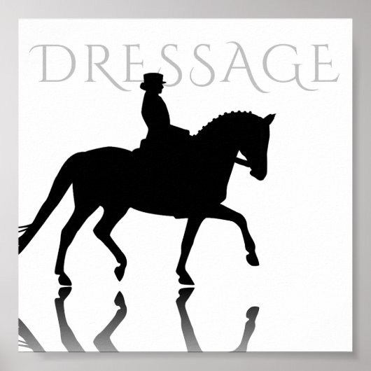 Silhouette Dressurpferd mit Reflektion Poster (Vorne)