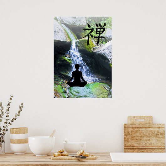 Silhouette durch Wasserfall vermitteln Poster (Küche)