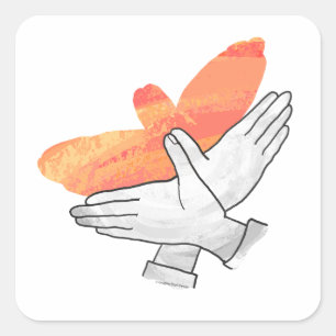 Silhouette Eagle Orange Quadratischer Aufkleber