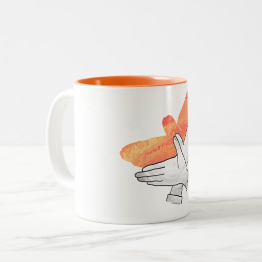 Silhouette Eagle Orange Zweifarbige Tasse (Vorderseite Links)