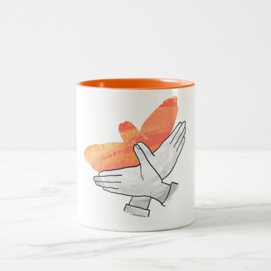 Silhouette Eagle Orange Zweifarbige Tasse (Mittel)