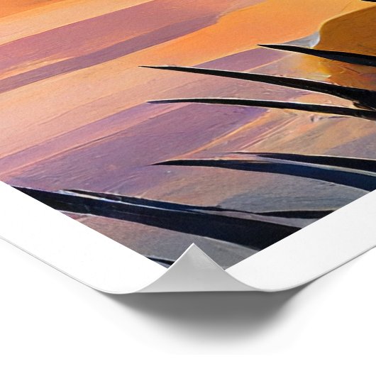 Silhouette einer Afrikanerin, die bei Sonnenunterg Poster (Ecke)