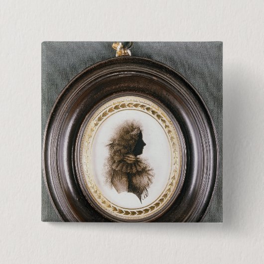 Silhouette einer Dame, gemalt auf konvexem Glas Button (Vorderseite)