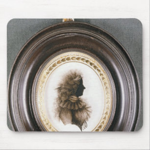 Silhouette einer Dame, gemalt auf konvexem Glas Mousepad