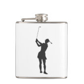 Silhouette einer Golfspielerin Flachmann (Vorderseite)