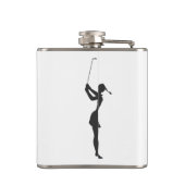 Silhouette einer Golfspielerin Flachmann (Rückseite)