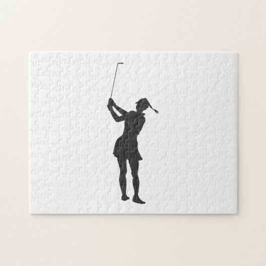 Silhouette einer Golfspielerin Puzzle (Horizontal)