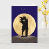 Silhouette einer Hexe und Vampire Karte (Gelbe Blume)