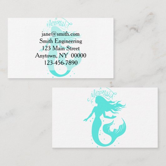Silhouette einer Meerjungfrau - Hintergrundfarbe a Visitenkarte (Vorne/Hinten)