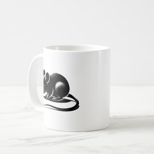 Silhouette einer neugierigen Ratte. Kaffeetasse (Vorderseite Links)