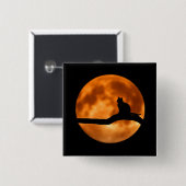 Silhouette einer schwarzen Katze in einem Baum Button (Vorne & Hinten)