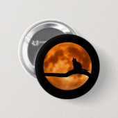 Silhouette einer schwarzen Katze in einem Baum Button (Vorne & Hinten)