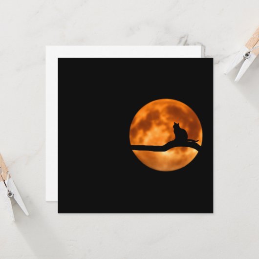 Silhouette einer schwarzen Katze in einem Baum Karte (Vorderseite/Rückseite Beispiel)