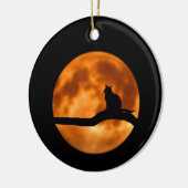 Silhouette einer schwarzen Katze in einem Baum Keramik Ornament (Links)