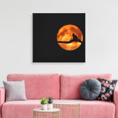 Silhouette einer schwarzen Katze in einem Baum Leinwanddruck (Insitu (Wohnzimmer))