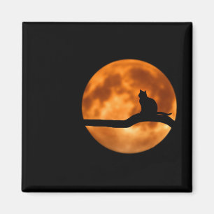 Silhouette einer schwarzen Katze in einem Baum Magnet