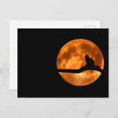 Silhouette einer schwarzen Katze in einem Baum Postkarte (Vorne/Hinten)