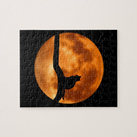 Silhouette einer schwarzen Katze in einem Baum Puzzle (Horizontal)