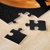 Silhouette einer schwarzen Katze in einem Baum Puzzle (Seite)