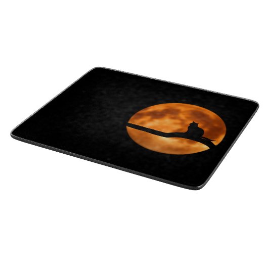 Silhouette einer schwarzen Katze in einem Baum Schneidebrett (Ecke)