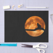 Silhouette einer schwarzen Katze in einem Baum Seidenpapier (Handwerk)