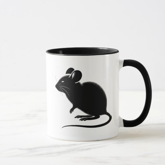 Silhouette einer schwarzen Ratte, modernes Design. Tasse (Rechts)