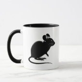Silhouette einer schwarzen Ratte, modernes Design. Tasse (Links)
